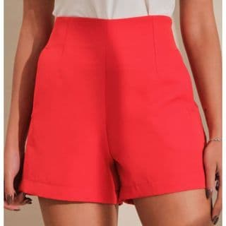 Shorts Feminino Bermudinha Alfaiataria Social Vermelho Kits de Shorts Plus Size Adulto Básico - Isís