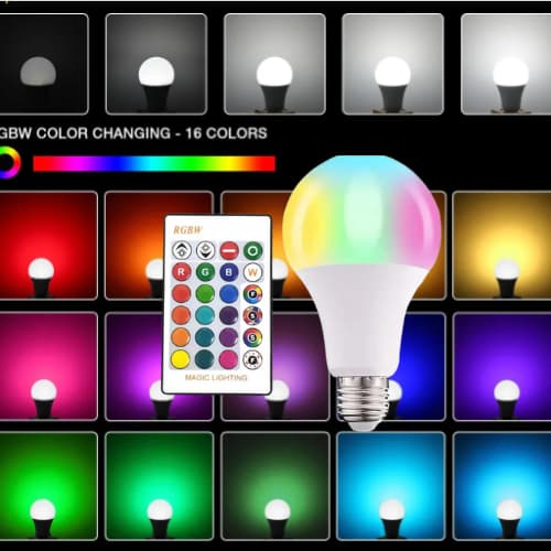 Lâmpada LED Bulbo RGBW 7W com 16 Cores e Controle Remoto, Bivolt
