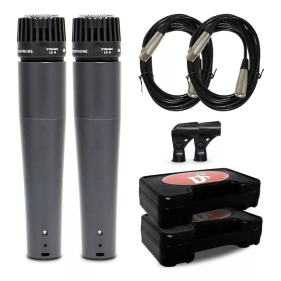 Kit Arcano 2 microfones dinâmicos Renius-7 com fio XLR-XLR