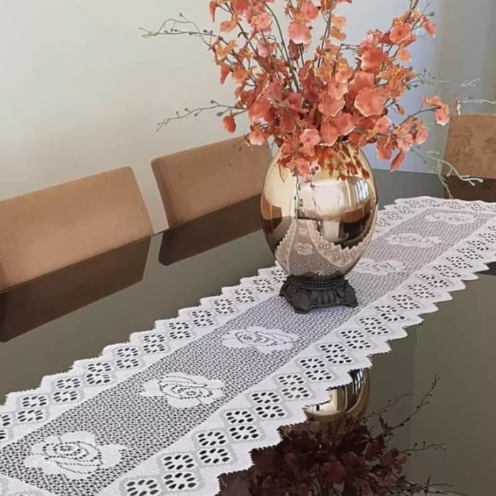 Kit com 2 Caminhos/trilhos De Mesa Renda 1,50m x 40cm