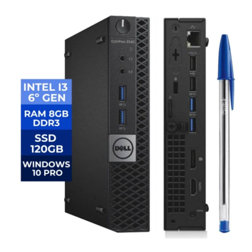 Micro Cpu DELL 3040 Intel Core I3-6100T 6º geração 8gb SSD 120gb Windows 10 Pro | MICRO-3040