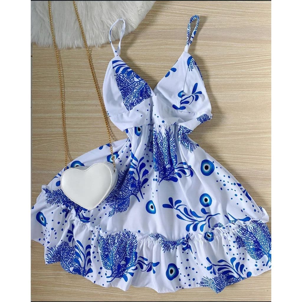 Vestido Feminino Babadinho Crepe Dunas Lançamento Estampas  Super Tendência plissado