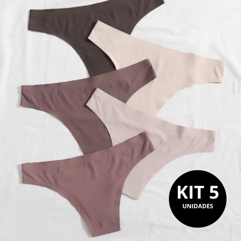 Kit Com 2 ou 5 Calcinhas Sem costura Tanga corte a Laser Não Marca