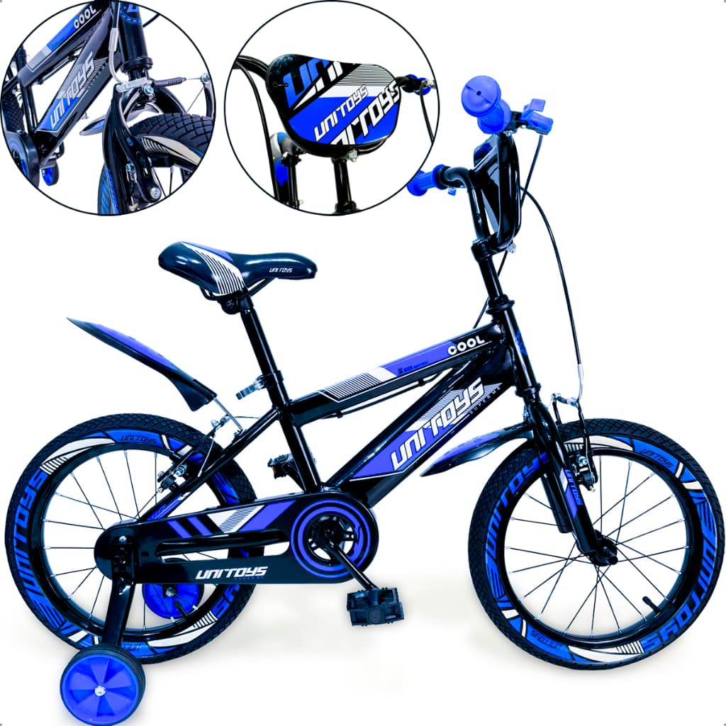 Bicicleta Aro 16 infantil menino Bike Passeio Infantil Com Rodinhas De Treino Unitoys