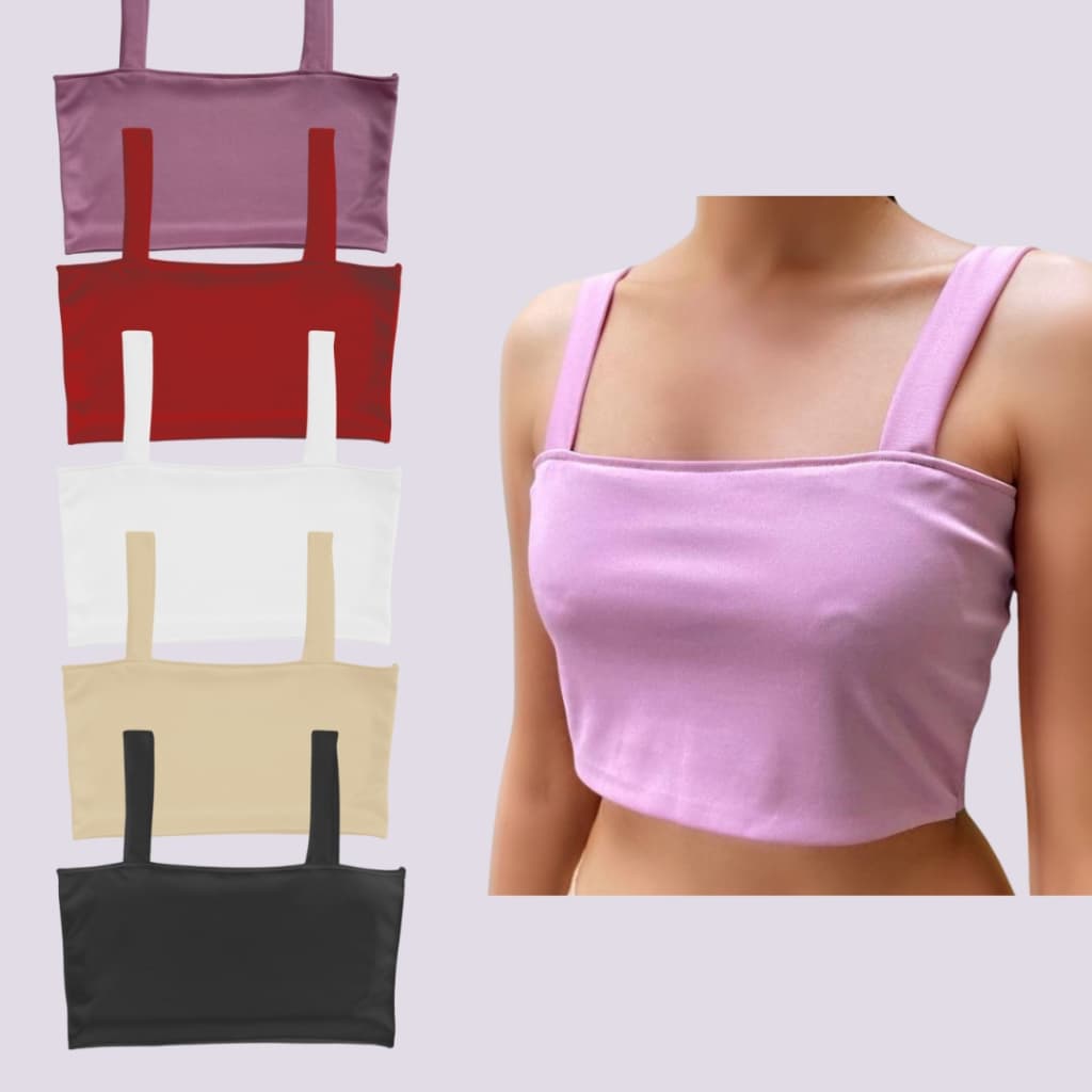 Cropped Top Faixa Alça Grossa - Várias Cores