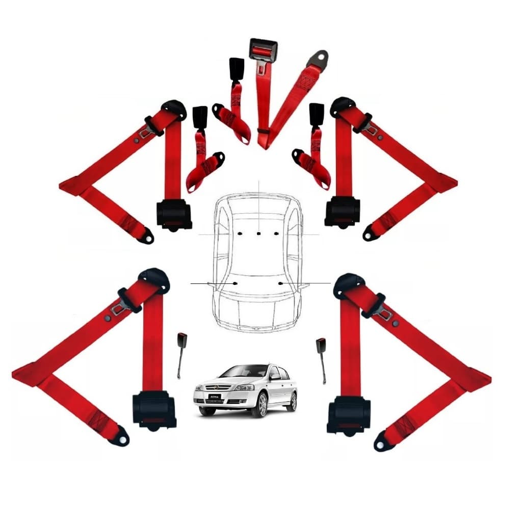 Kit Cinto de Segurança Retrátil Completo Astra Vermelho