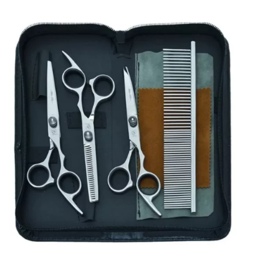 Kit Tesouras Banho E Tosa Pet Shop Profissional 6 Polegadas