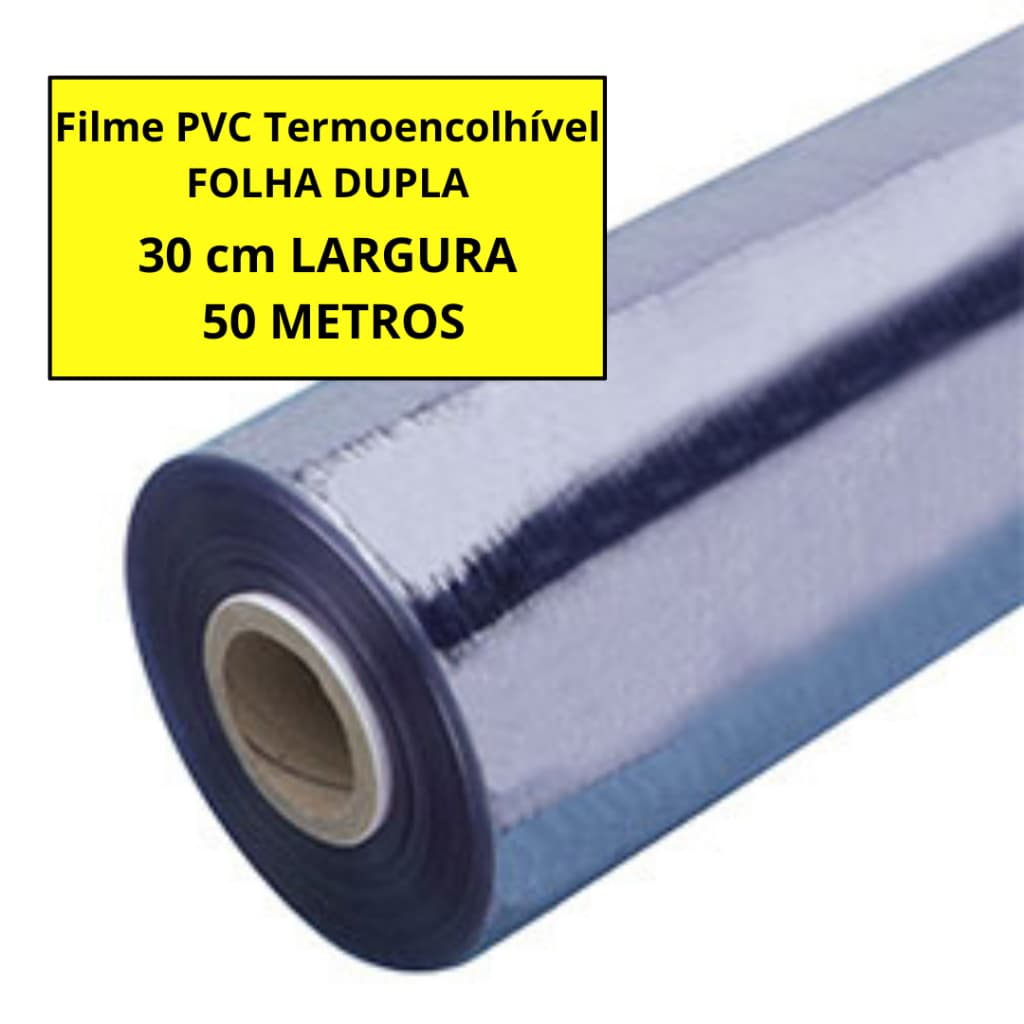 Bobina Filme PVC Termoencolhivel 30 cm - 50 metros FOLHA DUPLA