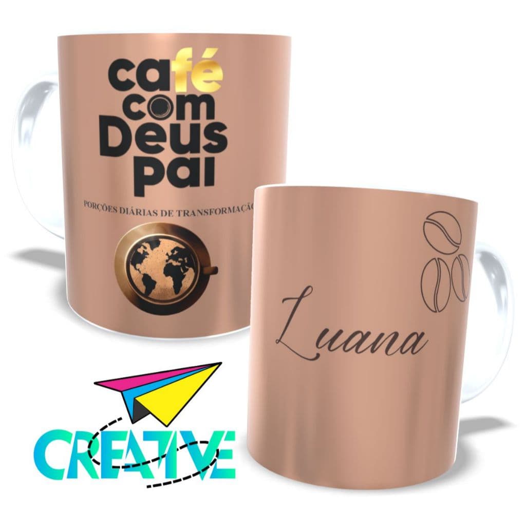 Caneca Lançamento Café com Deus Pai 2025 COM SEU NOME Personalizada Junior Rostirola - 325ml