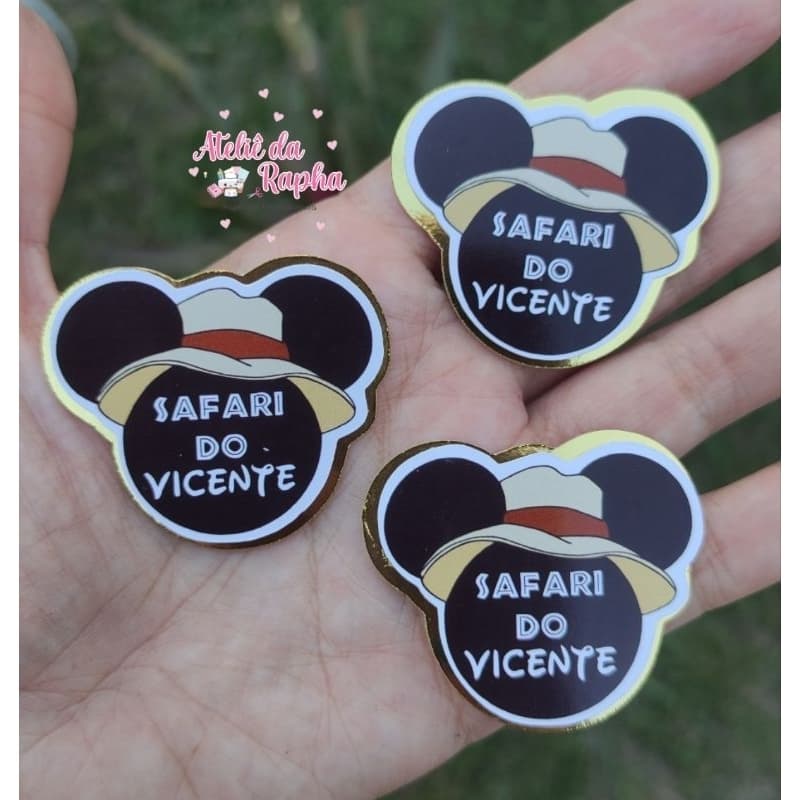 Apliques 3D Safari do Mickey/ Cabeça Mickey Safari Personalizado
