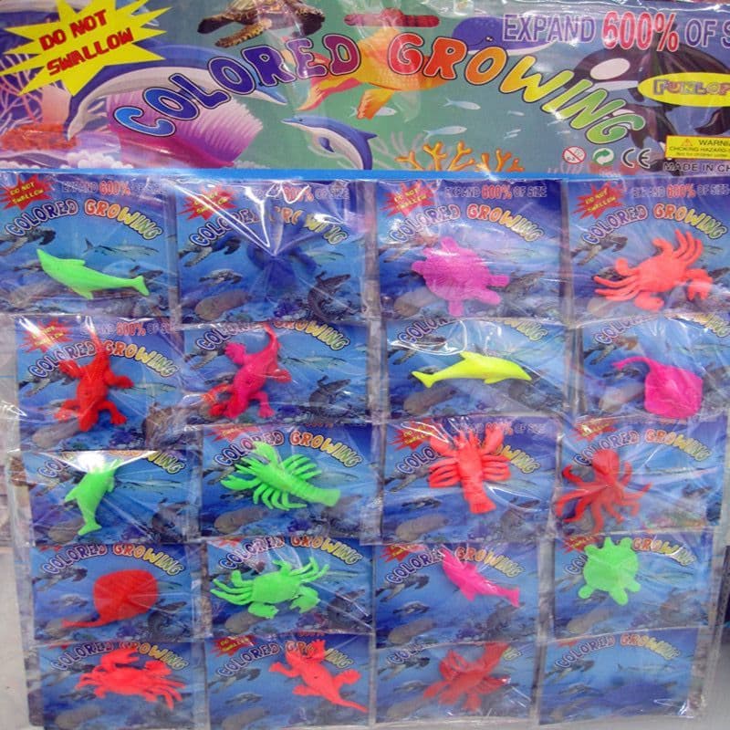 1 Cartela C/ 20 Animais Bicho Cresce Na Água Em Gel Bichinho Expande Na Água