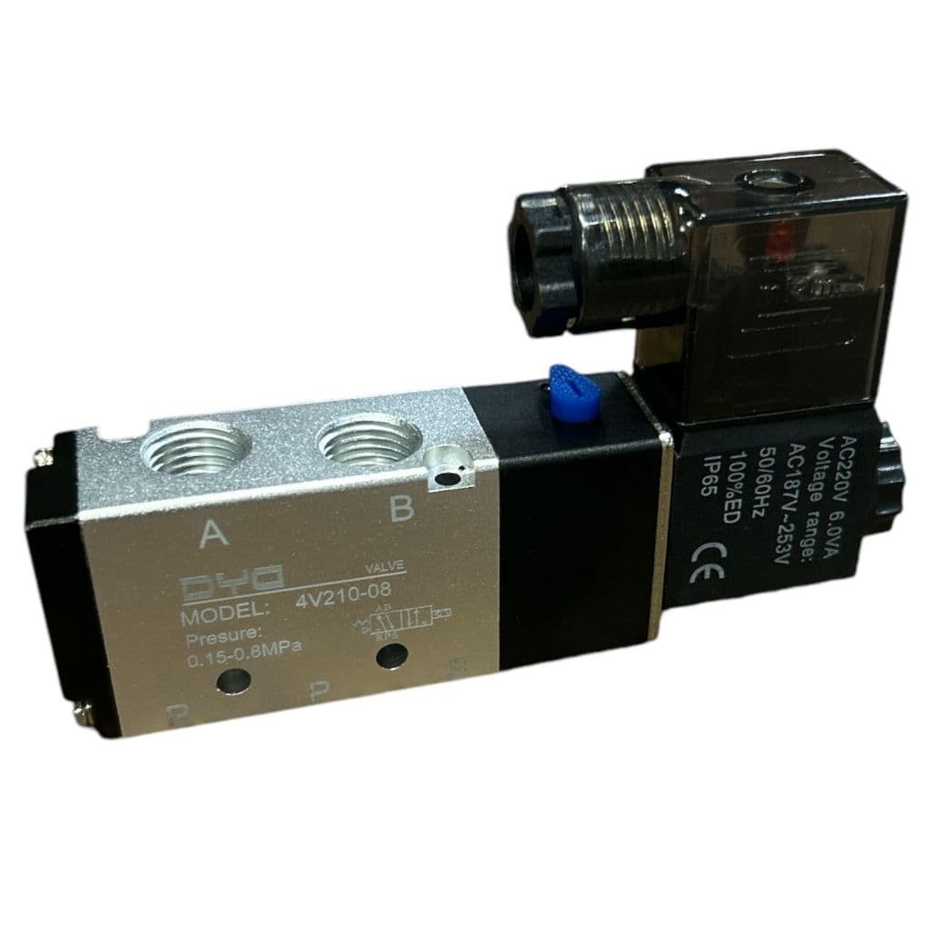 Válvula Pneumática Solenoide 5/2 Vias 1/4 Mola 220V 110V 24V 12V