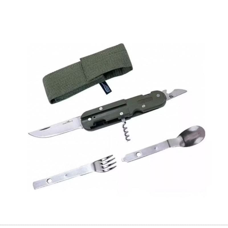 Talher Com Garfo Colher Faca Canivete Trilha Camping