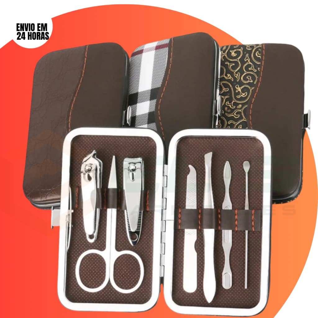 kit cortador de unha manicure estojo completo alicate pinça desencravado aço