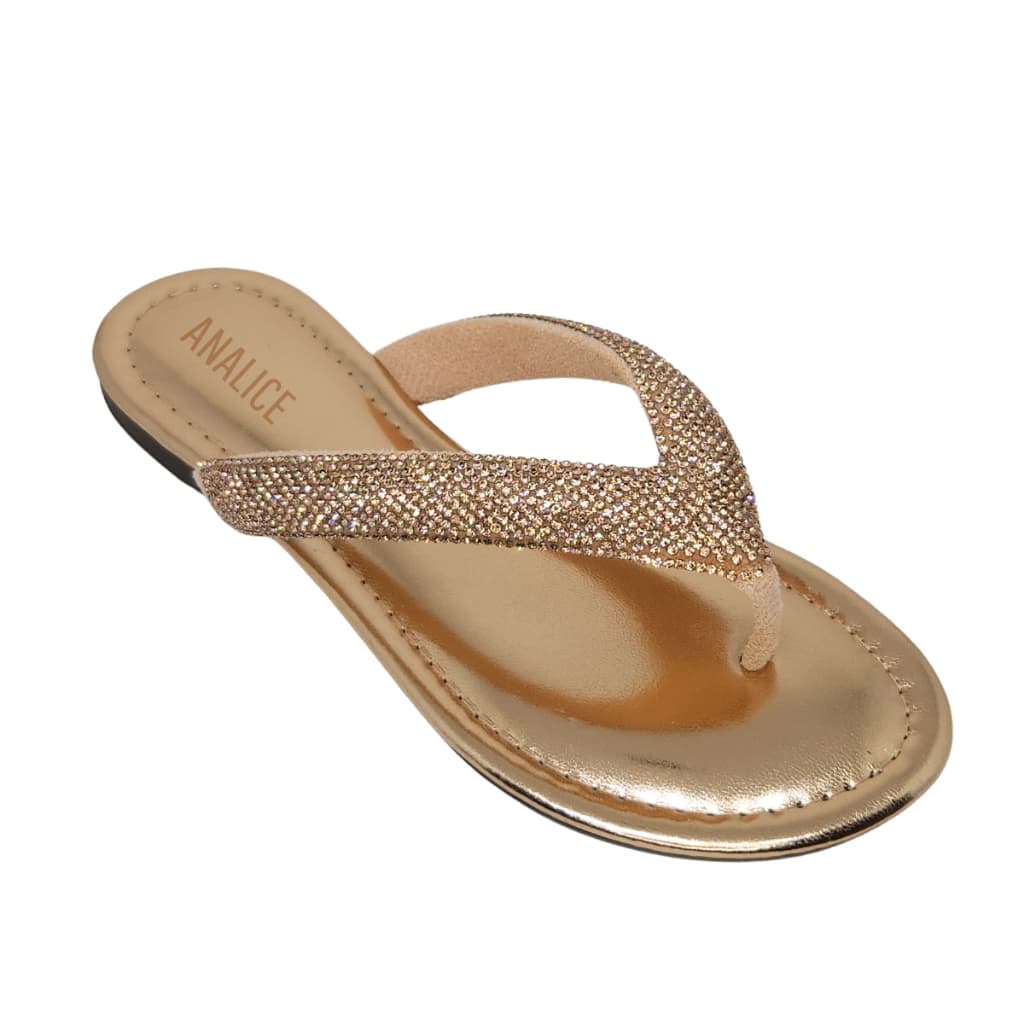 Chinelo Com Brilho Strass Salto Baixo Confortavel Metalizado Comfort Sandalia de Dedo