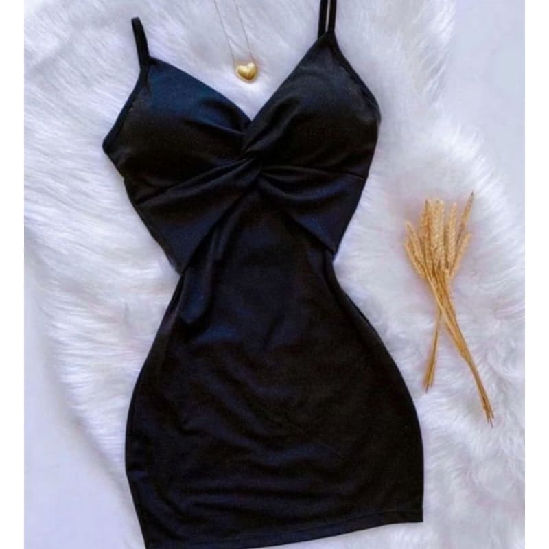 Vestido Nó Decote Cruzado Curto Moda Feminina Blogueira
