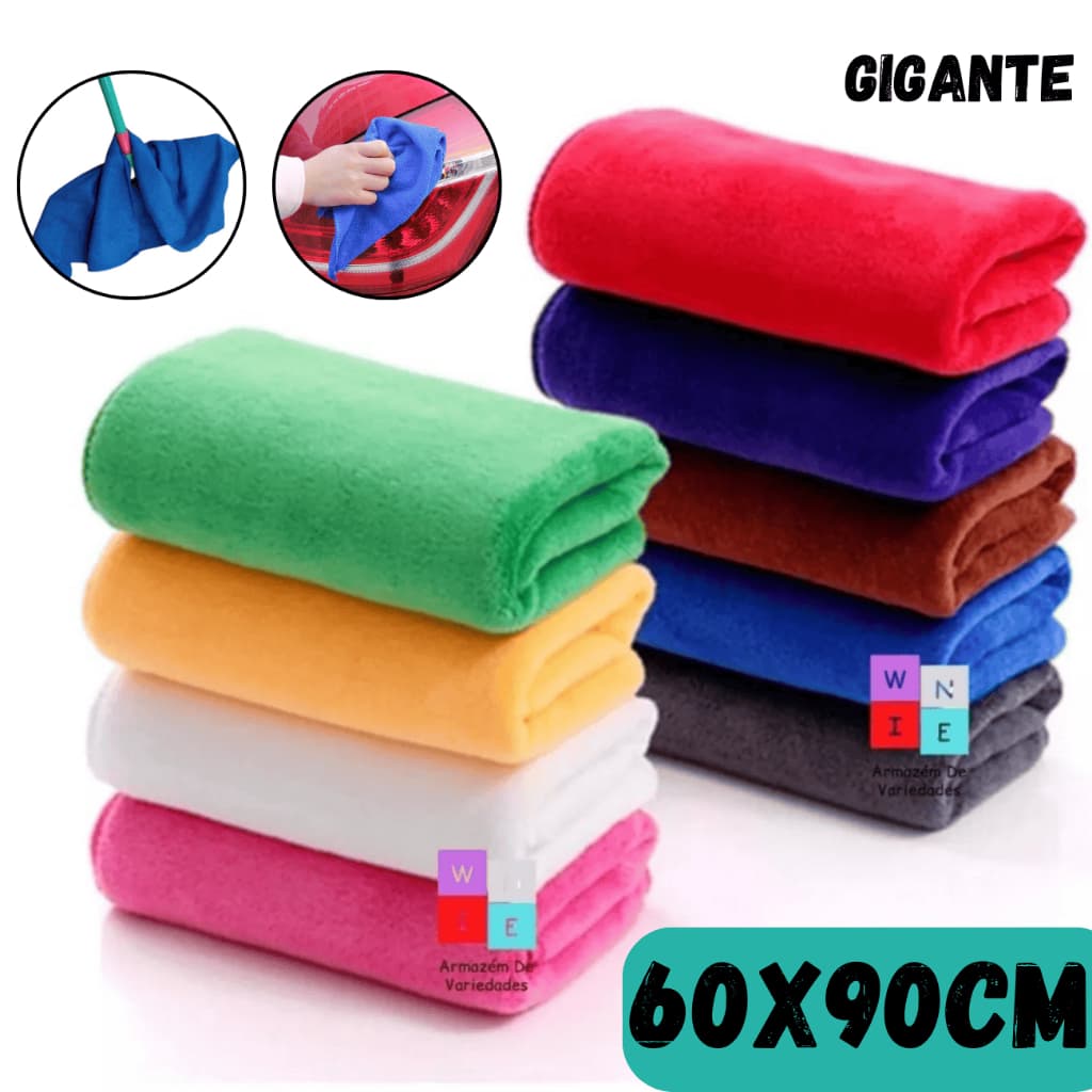 Kit 3 Pano Gigante Mágico Microfibra 90cm X 60cm Pano de Chão Super Absorvente Multiuso Kit Qualidade