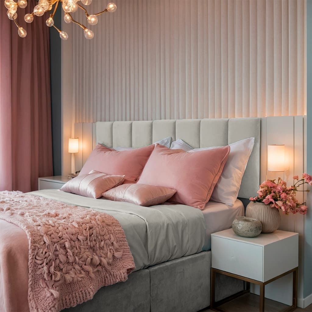 KIT 5 Peças Cabeceira de Cama Solteiro Modular Estofada