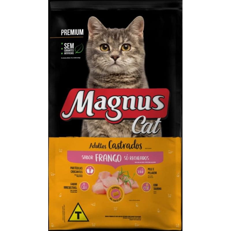 2kg a Granel, Pastelzinho / Nuggets Recheado, Magnus Cat gatos castrados sabor Frango Só Pastelzinho / Nuggets Recheados