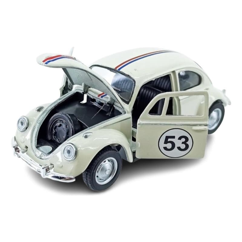 Miniatura Carro Fusca Herbie 53 fusquinha Coleção Escala 1/32, Pneus em Borracha e Rodas Originais