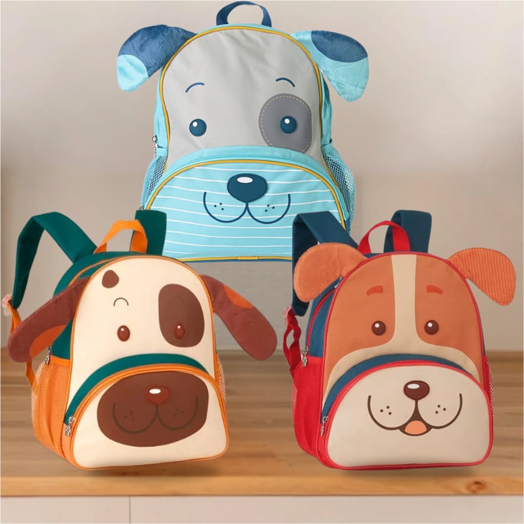 Mochila Infantil Cachorro Laranja Bolsa Escolar Com Alças Creche Passeio Menino Menina