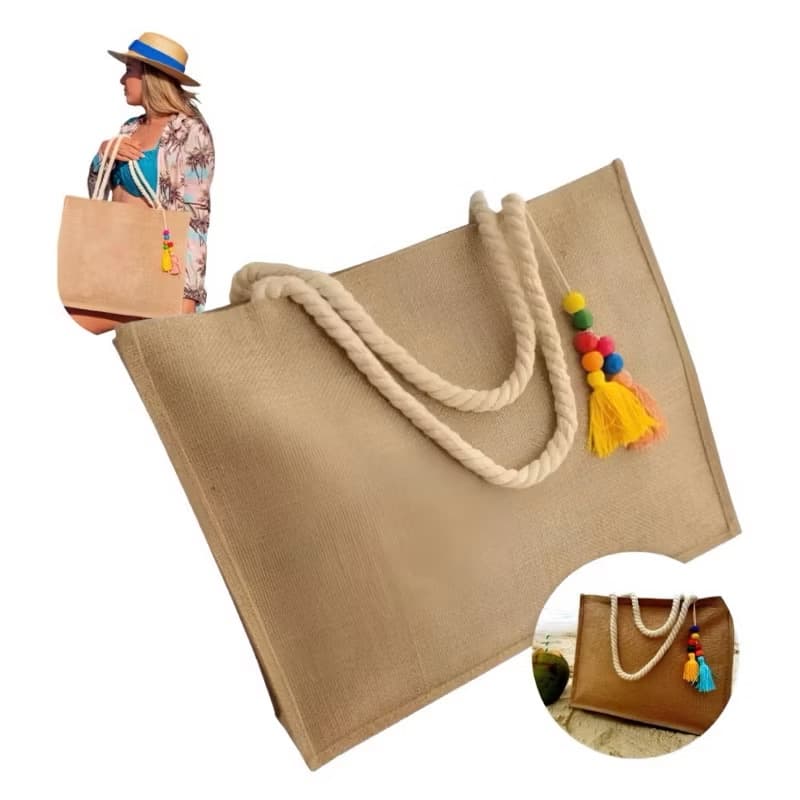 Bolsa de Verão Grande de Praia Revestida Internamente