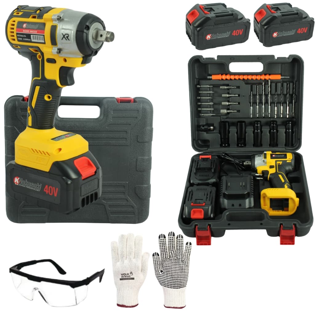CHAVE DE IMPACTO A BATERIA DE LITIO 40V MOTOR BRUSHELSS COM MALETA E ACESSORIOS
