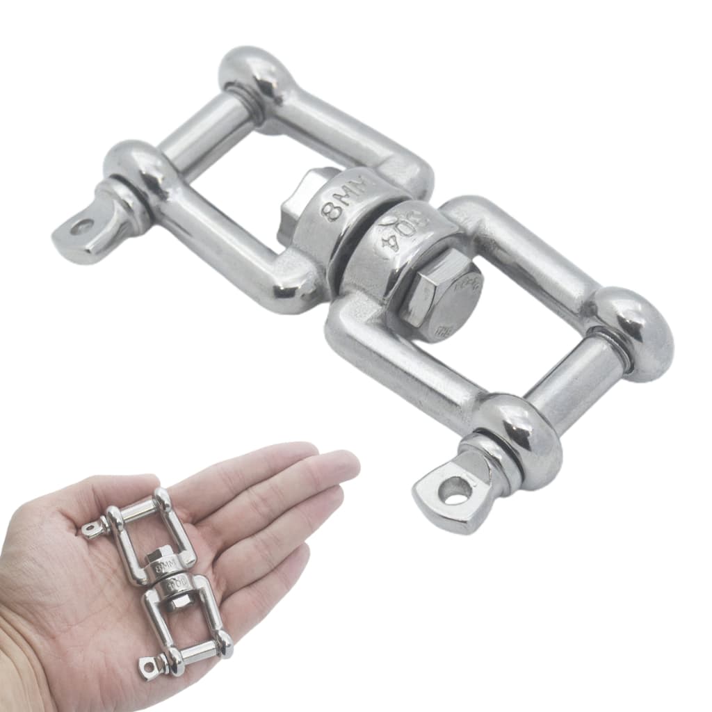 Manilha Dupla Giratória Destorcedor Aço Inox 8mm Capacidade 475kg  Promo