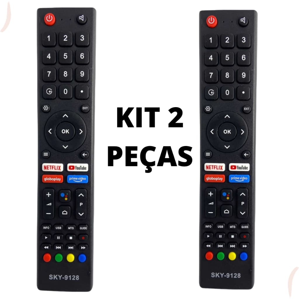 KIT 2 CONTROLE REMOTO PARA TV LED Philco Smart com Netflix / Youtube / Globo Play / Prime Vídeo