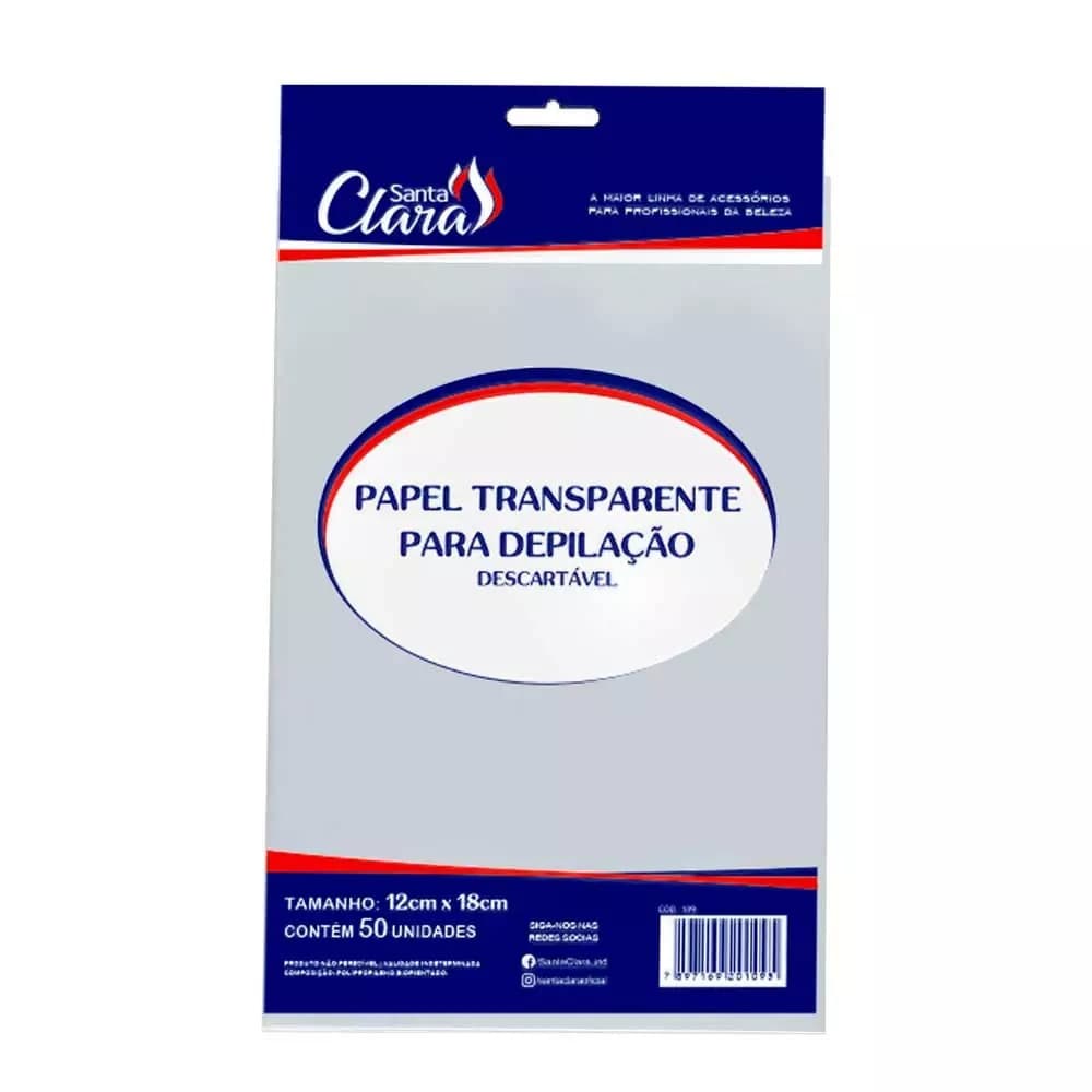 Papel para Depilação Transparente com 50 unidades