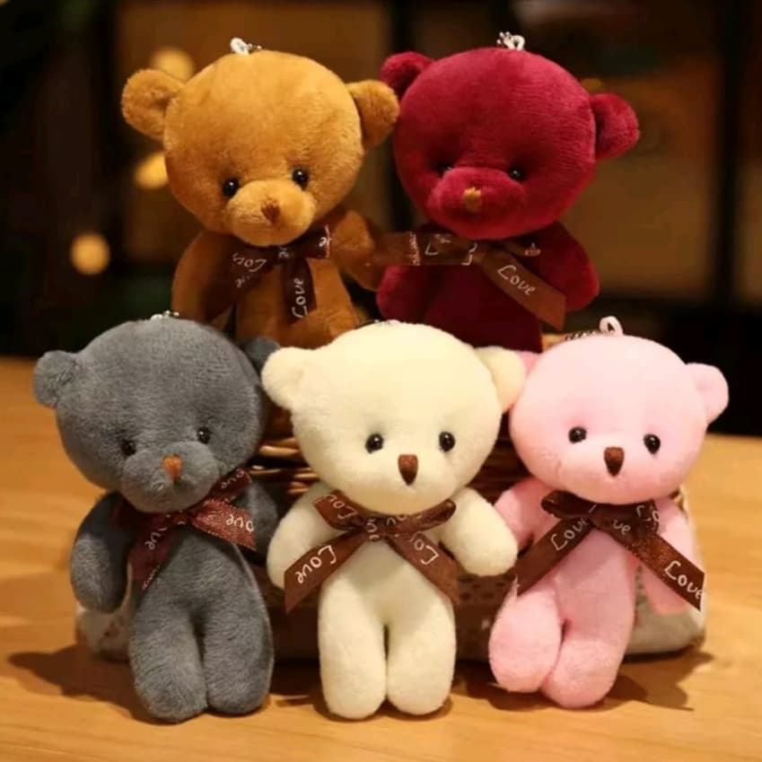 Kit 12 Chaveiros Com Pingente Ursinho Urso De Pelúcia 12cm