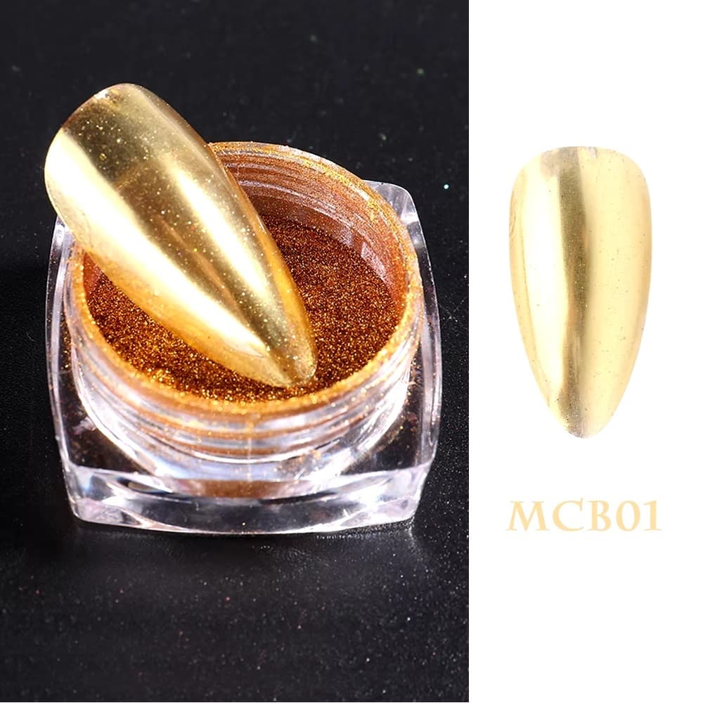 Pó Cromado PRATA Ou DOURADO Decoração Resina Nail Design ***ESCOLHER VARIAÇÃO***