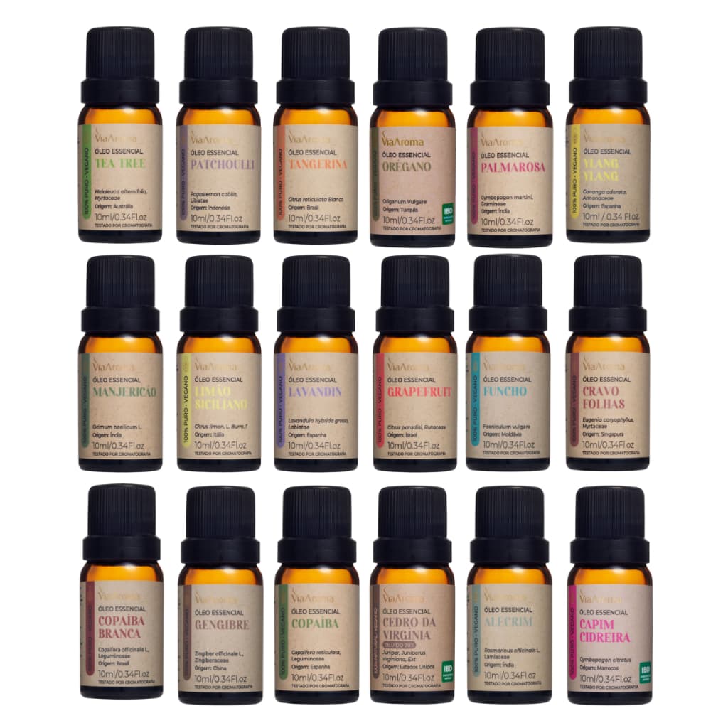 Óleo Essencial aromaterapia puro 100% naturais Via Aroma 10ml - Para Difusor Aromatizador
