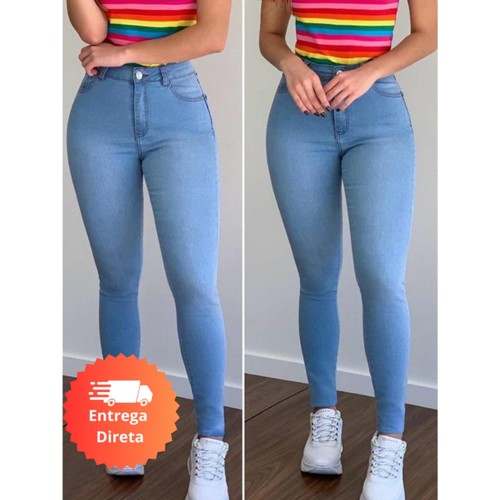 Calça Jeans Skinny Feminina  Levanta bumbum com  Lycra cintura alta confortável