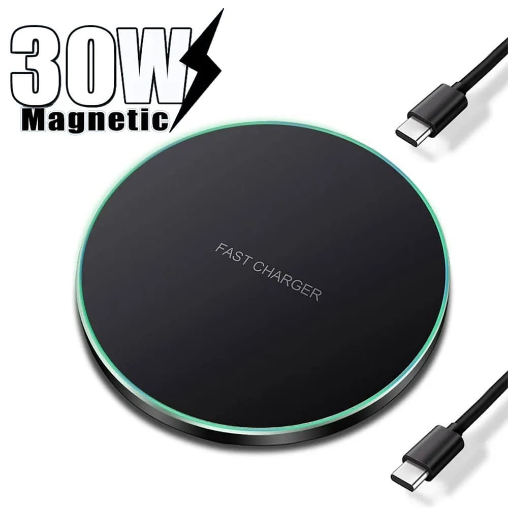 Carregador sem fio por indução de 30 W para iPhone 15 14 13 12 Pro Max X