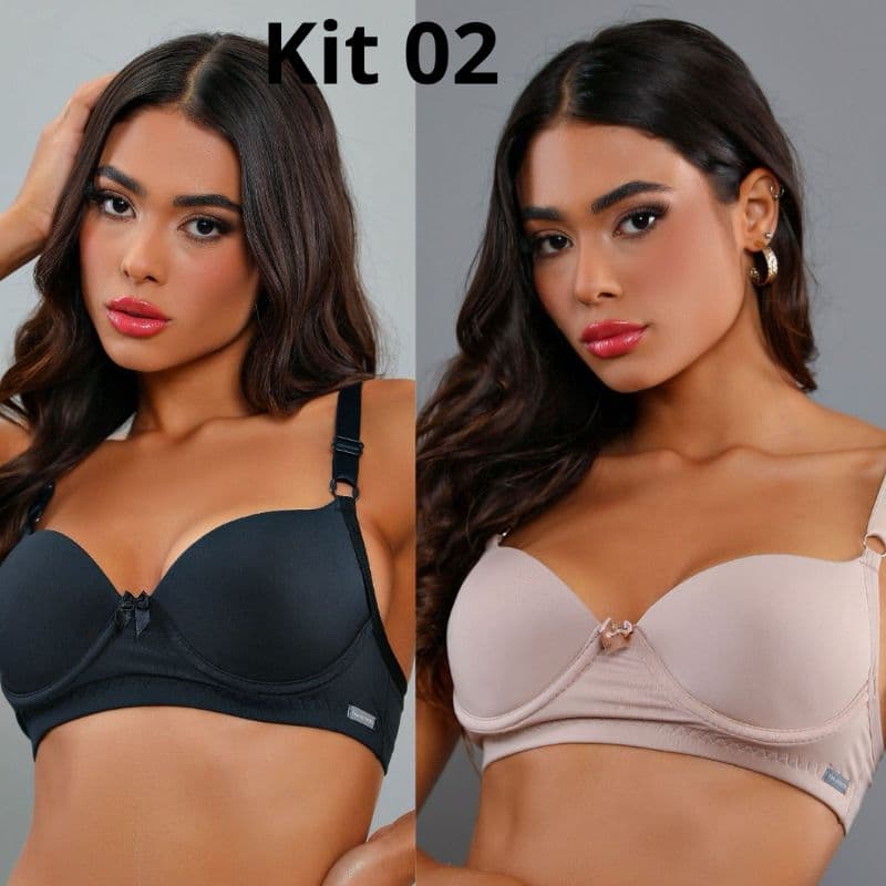 Kit Com 2 Sutiã Básico solteirinha Reforçado Com Bojo Do P Ao Gg Soutien Alça Reforçada Prático
