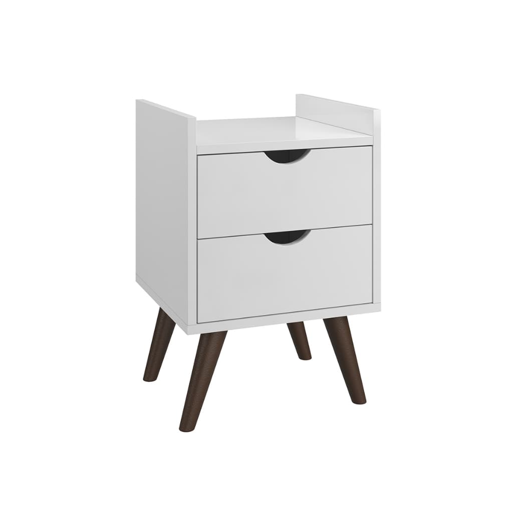 Mesa de Cabeceira Quarto Casal Infantil 2 Gavetas e Pés Antiumidade Branco