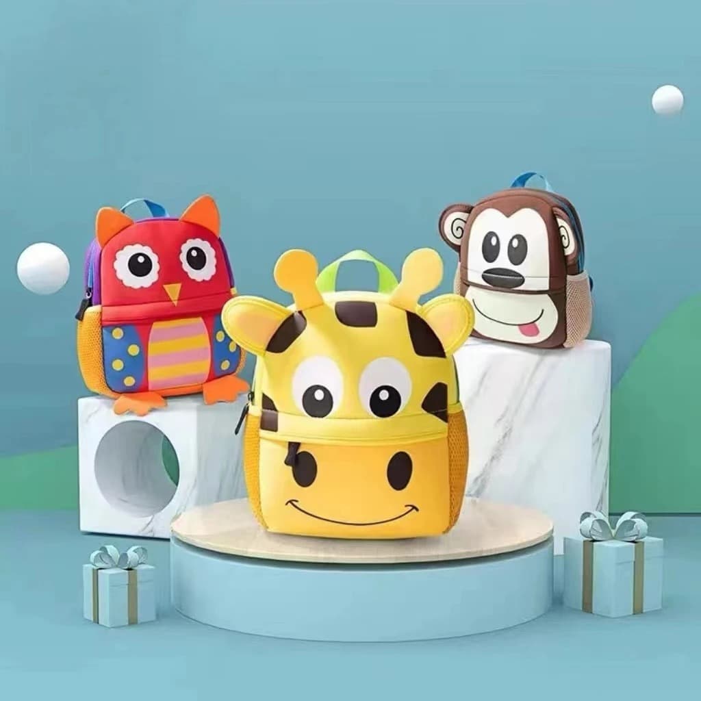 kit com 12 Mochila Infantil Animal Bicho Zoo Creche Passeio WL-3021