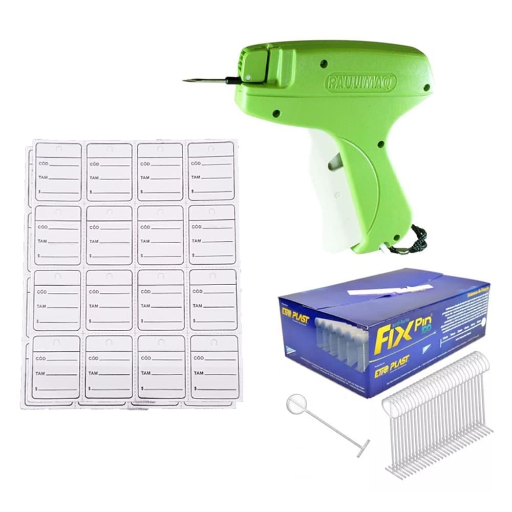 Maquininha Para Etiquetas 1 un. Fix Pin 2.000 un. Etiqueta Preço 1.000 un. Kit Completo Envio Agora