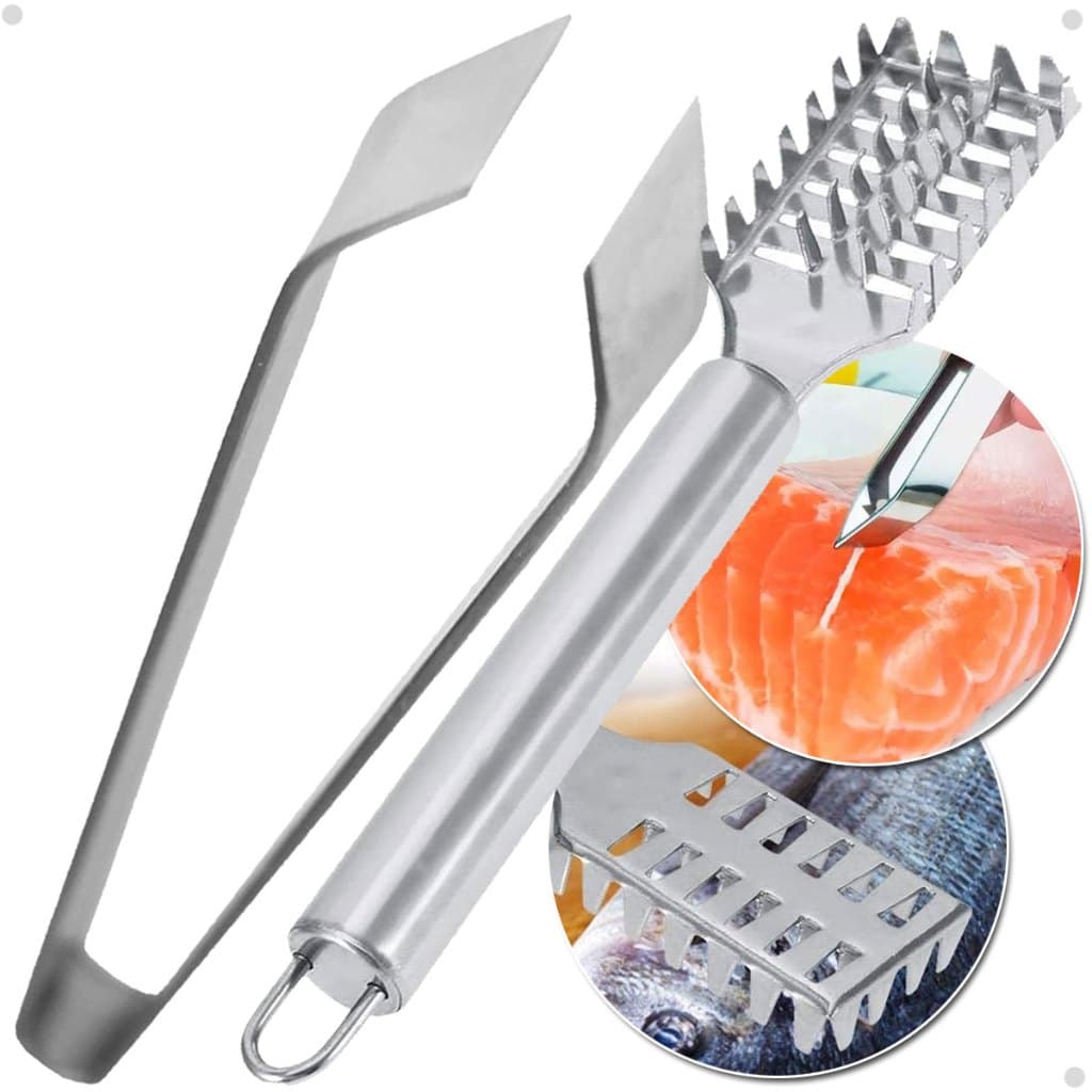 Kit Limpador Escama Peixe E Removedor De Espinha Em aço inox Profissional