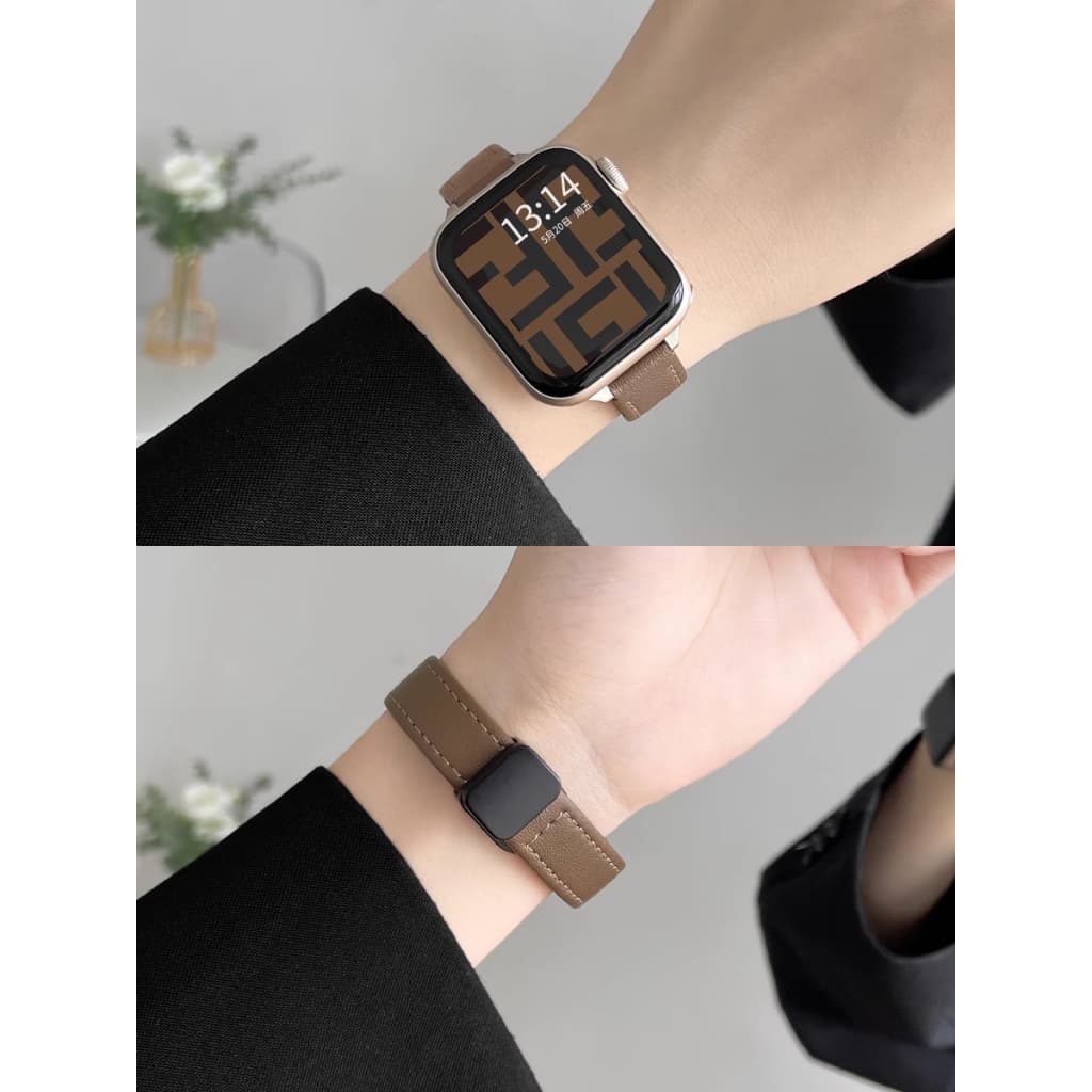 ATALHOBR Pulseira Magnética De Couro Com Padrão De Lichia Para Smartwatch Series Apple Watch 38mm - 49mm