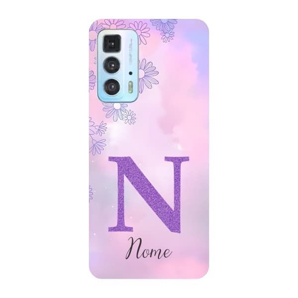 Capinha para Moto Edge 20 Pro Anti Impacto Personalizada - Delicate Flowers Lilás com nome