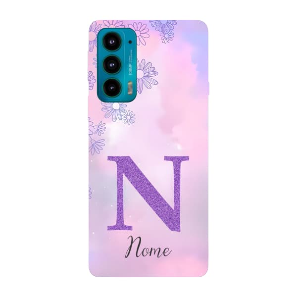 Capinha para Moto Edge 20 Anti Impacto Personalizada - Delicate Flowers Lilás com nome