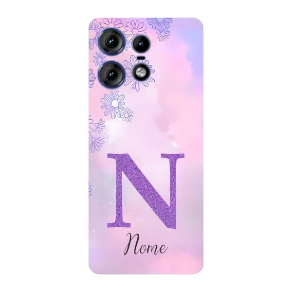 Capinha para Moto Edge 50 Pro Anti Impacto Personalizada - Delicate Flowers Lilás com nome