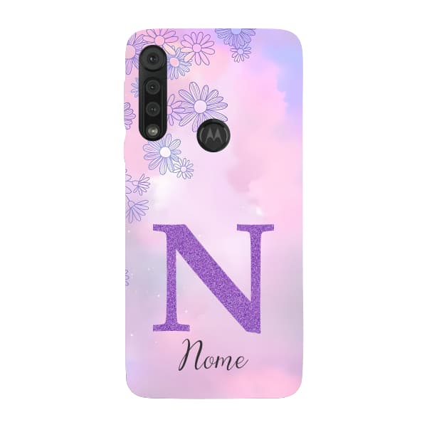Capinha para Moto One Macro Anti Impacto Personalizada - Delicate Flowers Lilás com nome