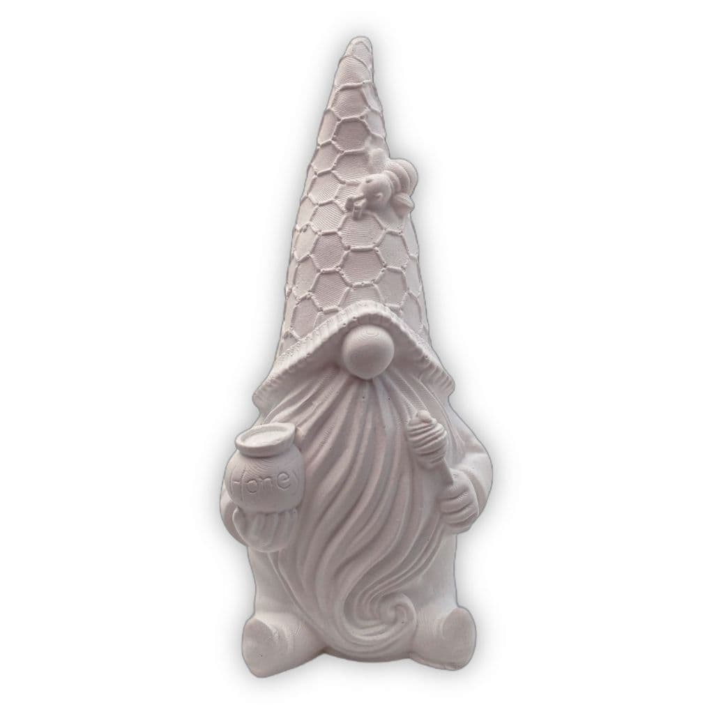 Gnomo Mel Abelha de Jardim em Gesso Cru 10cm