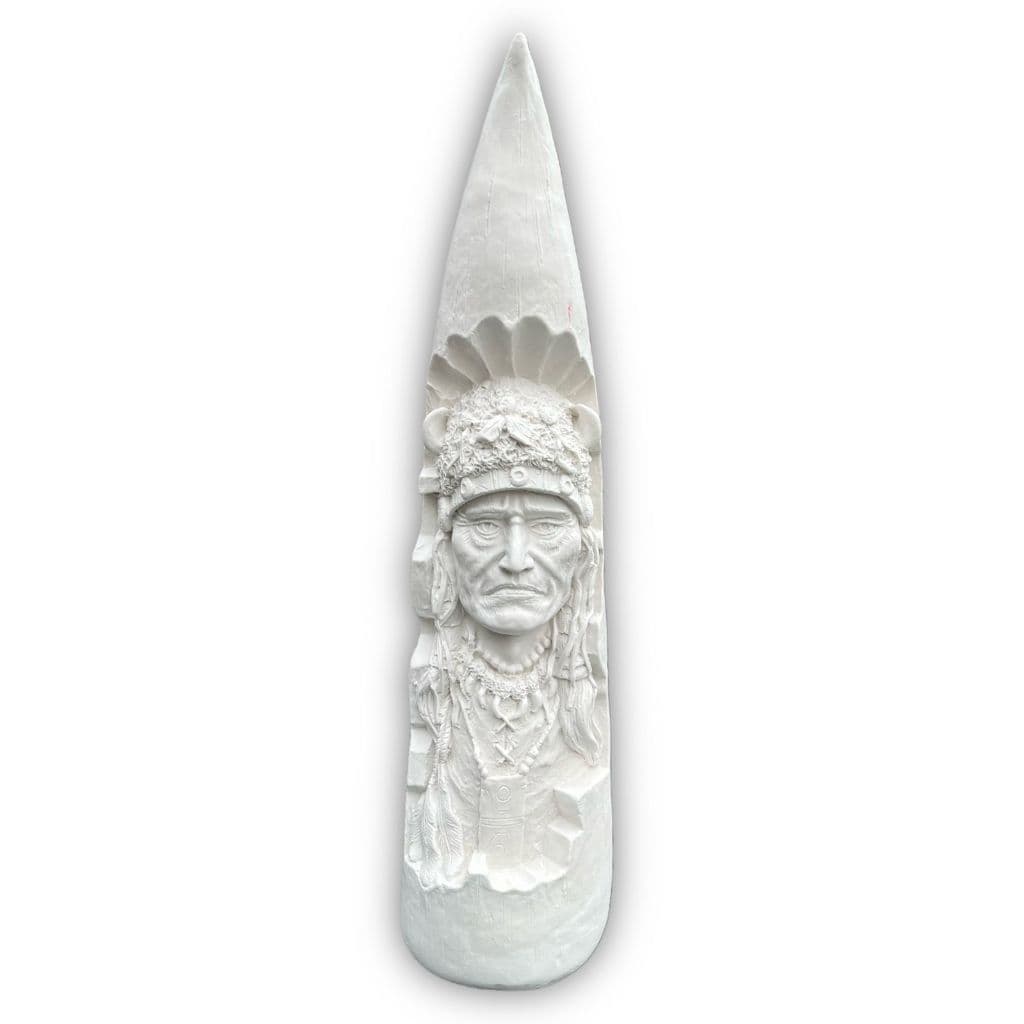 Escultura Índio Cacique 26cm Gesso Cru