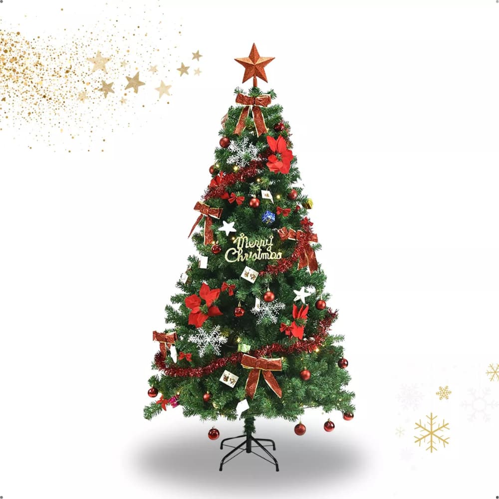Arvore De Natal Decorada 200 Galhos Completa 150cm Pinheiro Verde