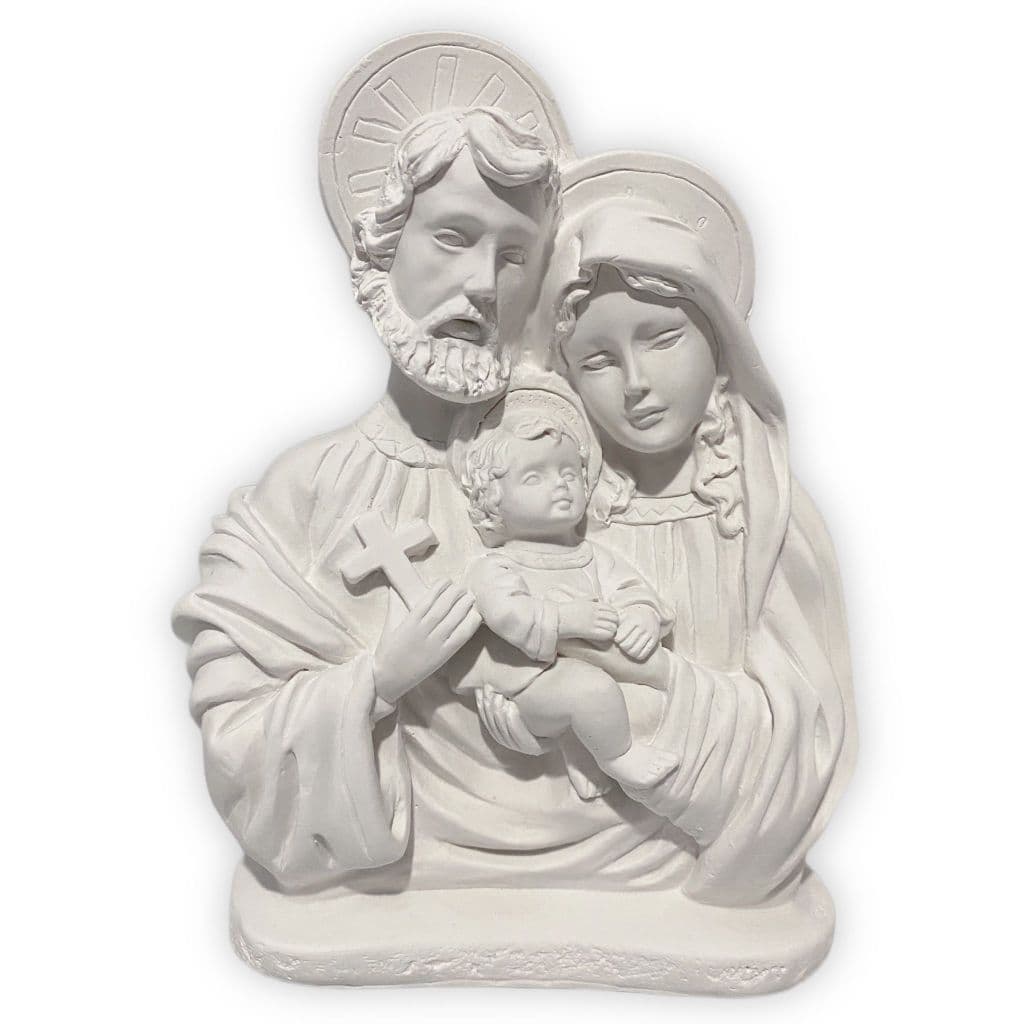 Sagrada Família Auréola em Gesso Cru 17cm