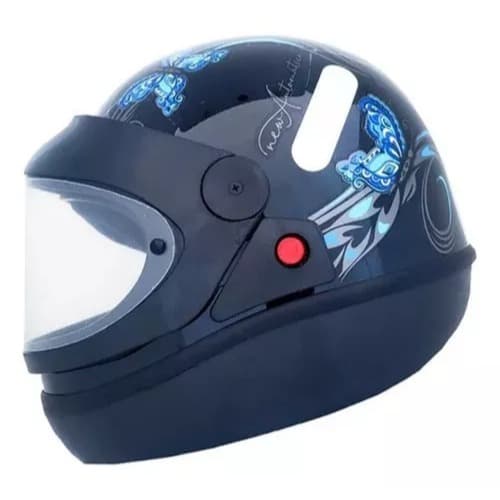 Capacete Borboleta Femme Automatico Preto Azul Todos Tamanhos Integral Ebf Borboleta Viseira Automática com Selo Inmetro